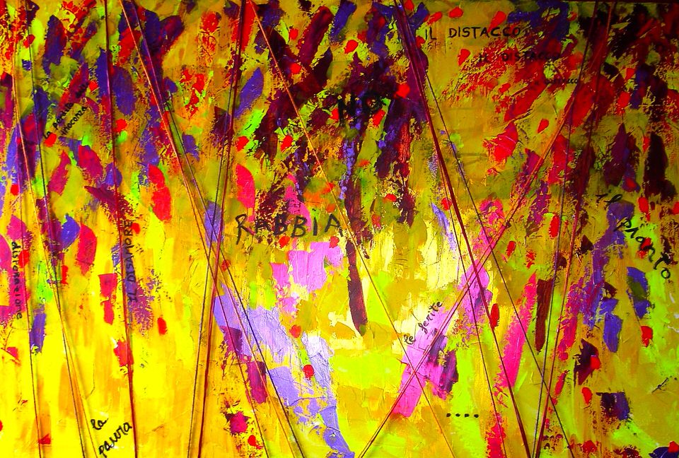 miedo, dolor ,rabia acrílico mixto 200 x 180